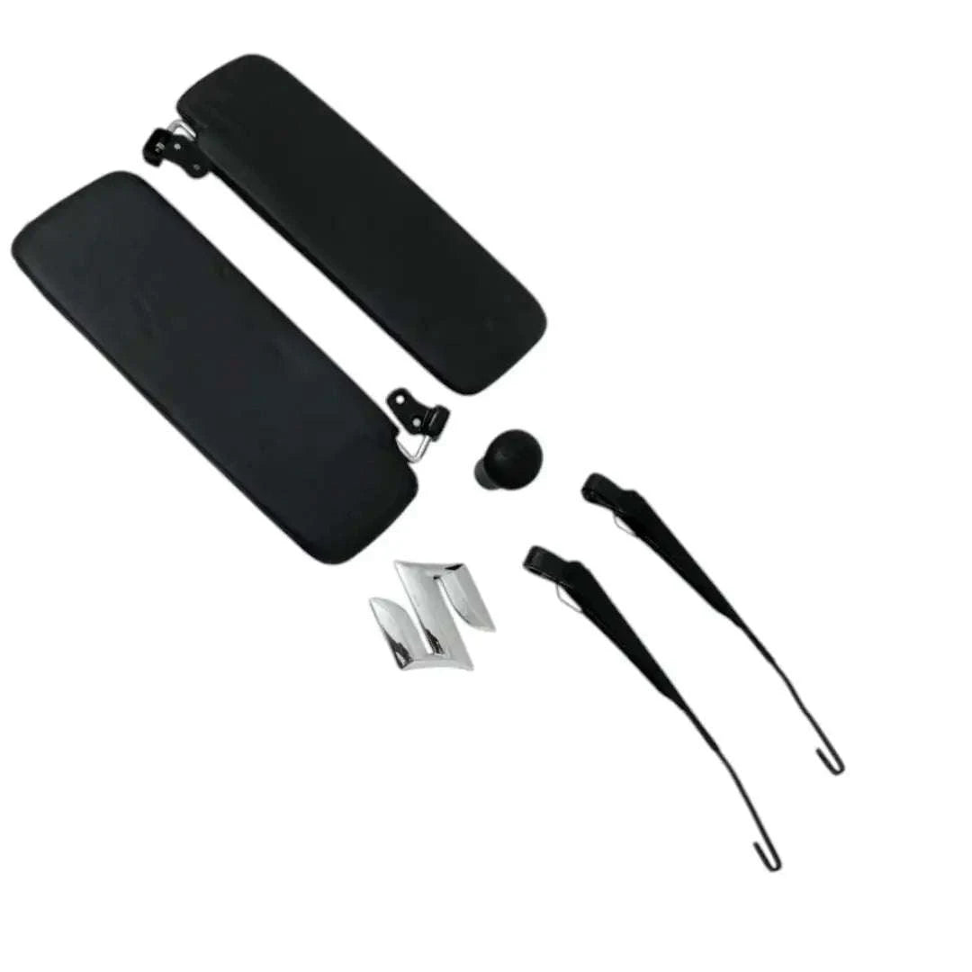 Suzuki Samurai SJ410 SJ413 Sierra Gypsy Kit with black door panels and accessory hardware for fitting