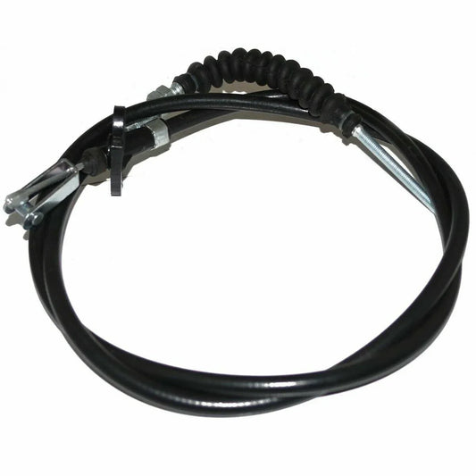 Clutch cable with black rubber hose and metal bracket