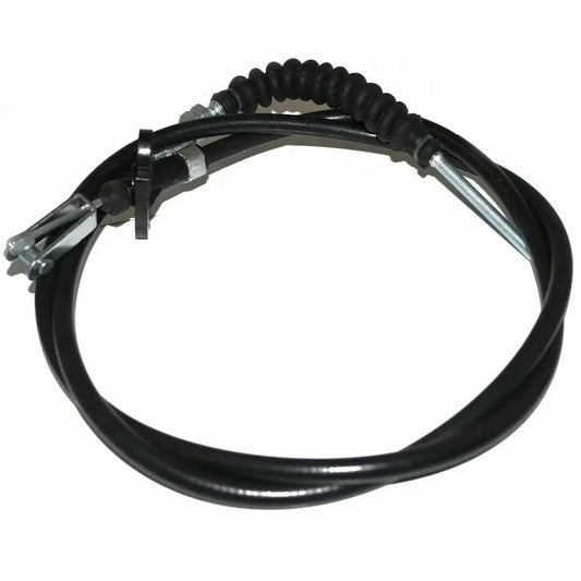 Clutch cable with black rubber hose and metal bracket