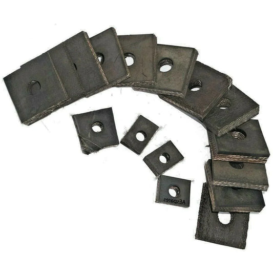 Rubber vibration bushing set with metal brackets and bolt holes