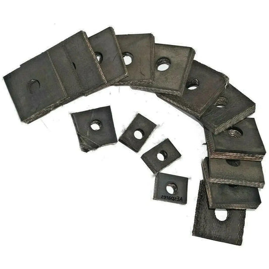 Rubber vibration bushing set with metal brackets and bolt holes