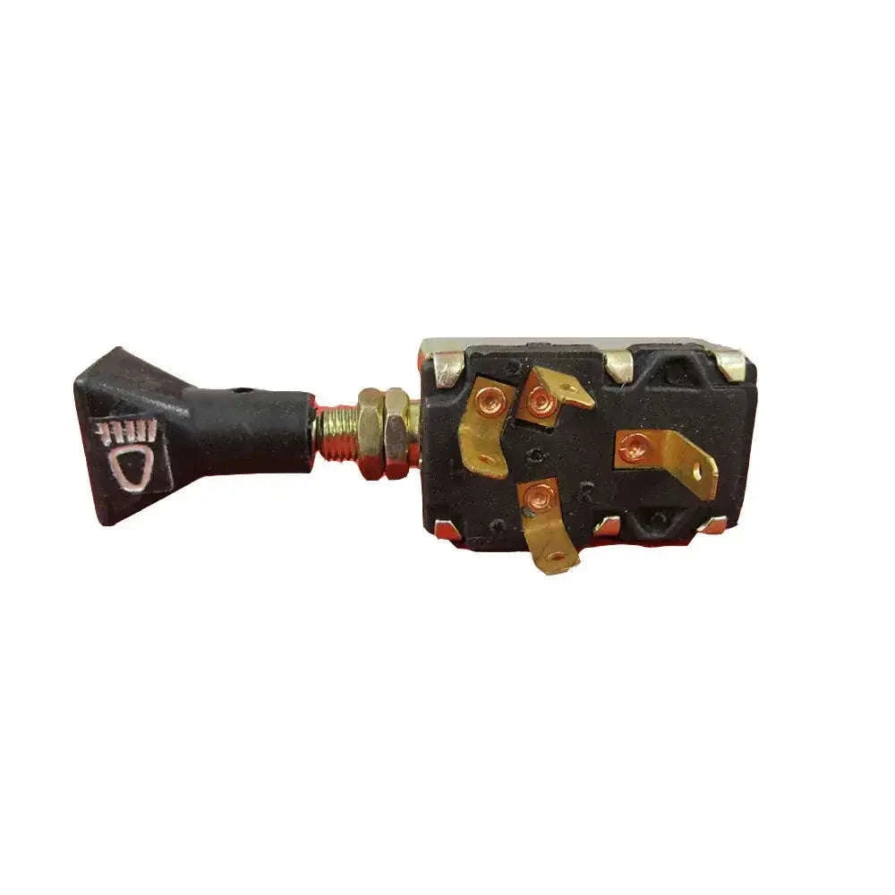 Black switch light socket with red wire lead and brass electrical contacts