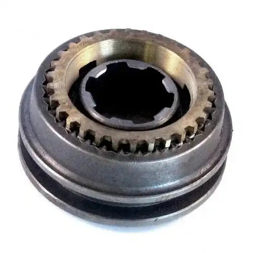 Metal transmission synchronizer assembly with external gear teeth and splined center