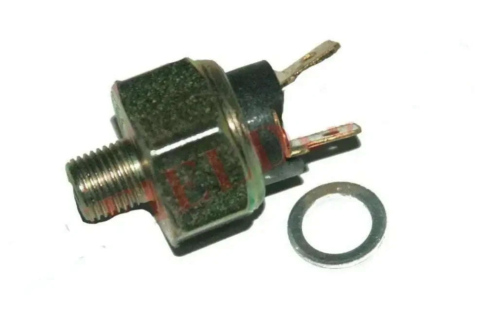 Brake light switch assembly with threaded metal post and washer
