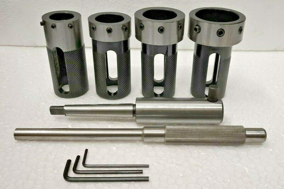 Set of 4 metal lathe tailstock die holders with hex keys