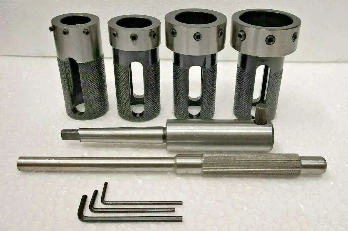 Set of 4 metal lathe tailstock die holders with hex keys