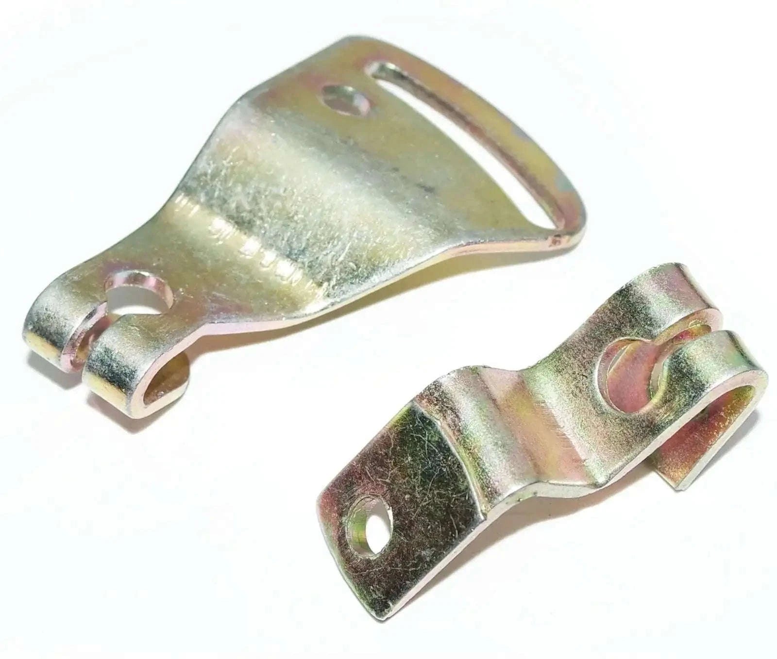 Throttle bracket lever, two-piece metal bracket with mounting holes, zinc-plated finish