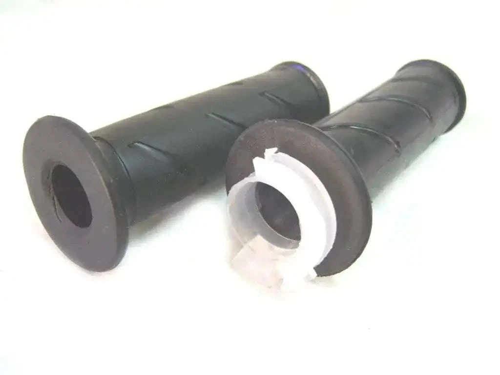 Royal Enfield throttle handlebar grips, black rubber with open-ring insert