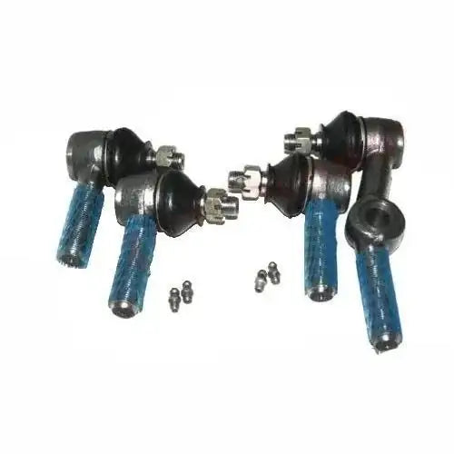Steering tie rod end kit set with blue boots and hardware, shown as two ends