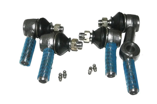 Steering tie rod end kit set of 4 with blue rubber boots, nuts, and bolts