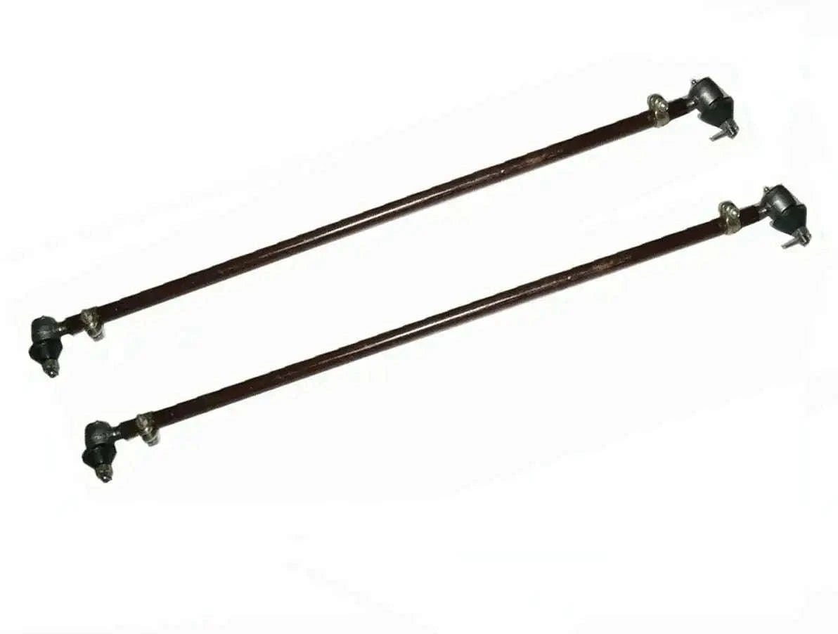 Tie track rod end set with two dark metal rods and joint ends