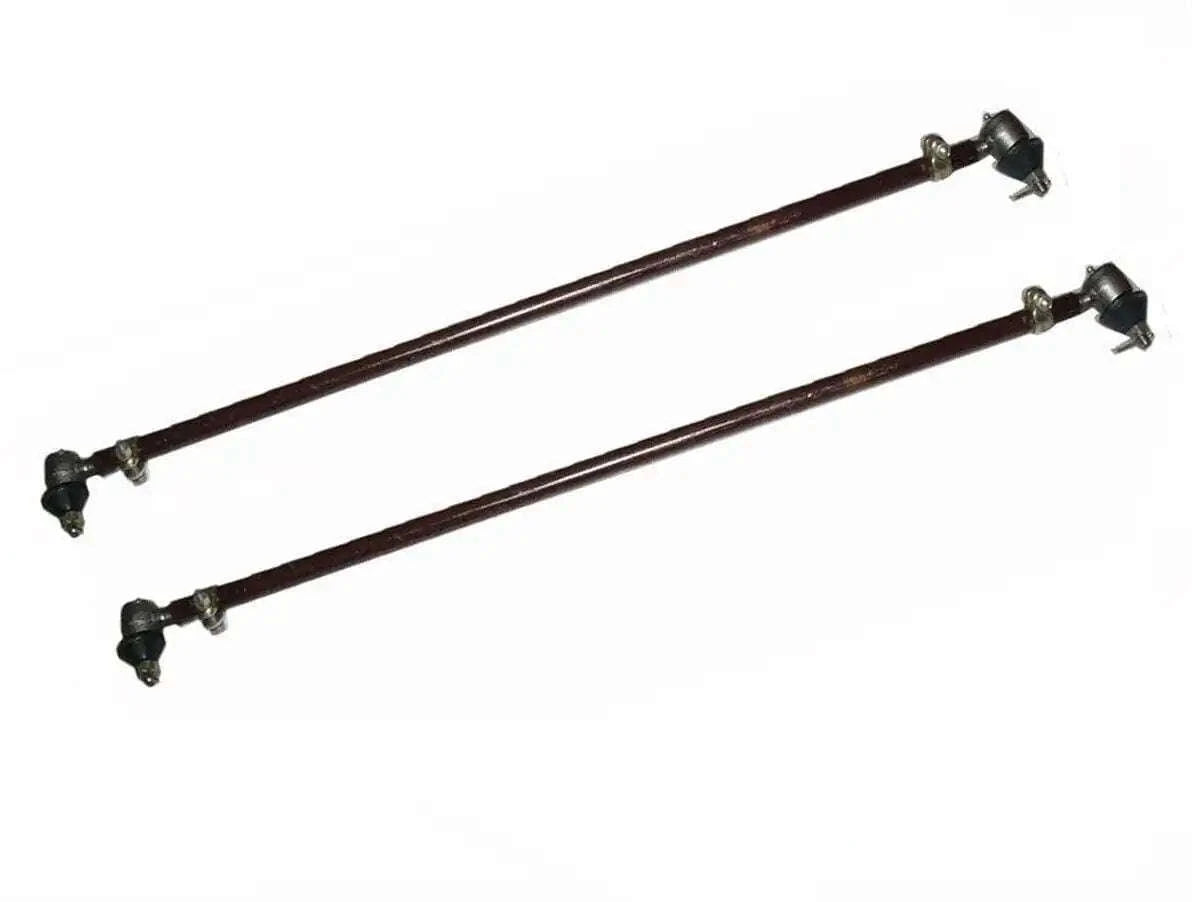 Tie track rod end set with two dark metal rods and threaded ends