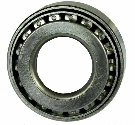 Transmission bearing with metal rings and roller elements