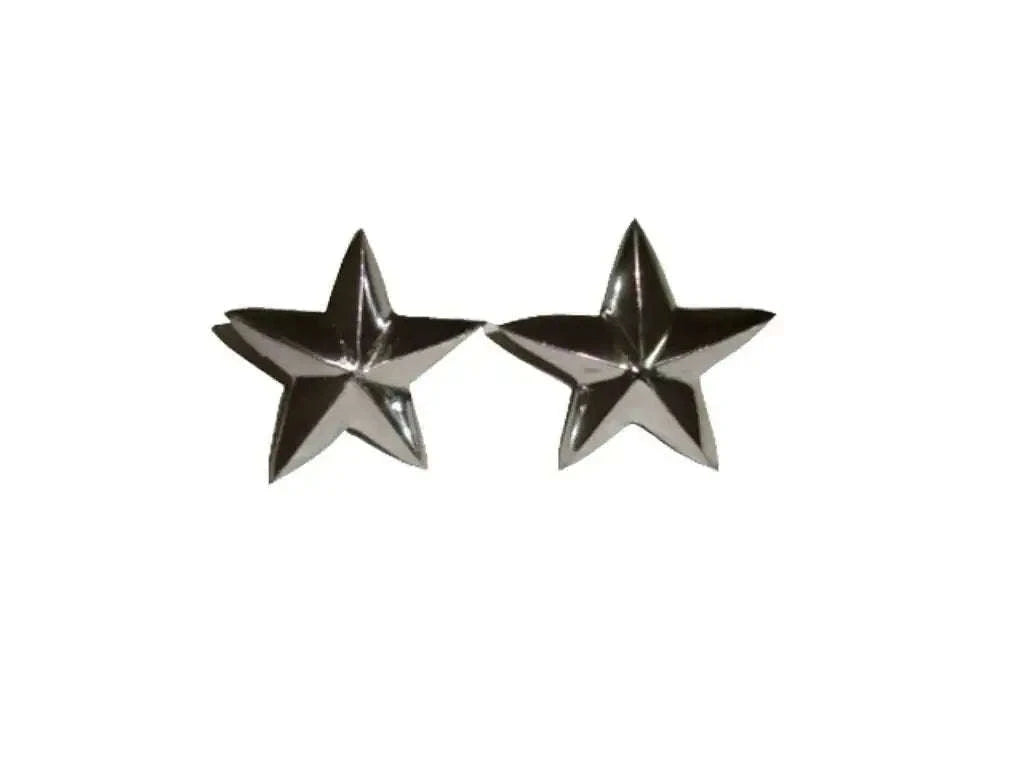 Chrome five-point star decal stickers, two pieces shown