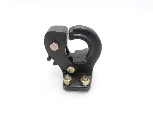Black metal pintle hitch towing hook with two mounting bolts