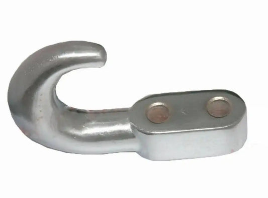 Chrome tow hook with C-shaped hook and two-hole mounting plate
