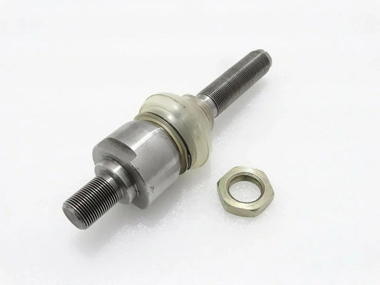 Ball joint track rod assembly with threaded ends and metal collar