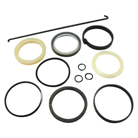 Hydraulic cylinder seal kit with assorted O-rings and circular rubber gaskets, mixed colors
