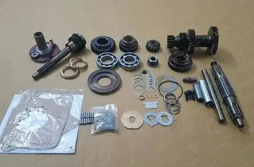 Transmission overhaul kit with gears, bearings, seals, and hardware—complete set