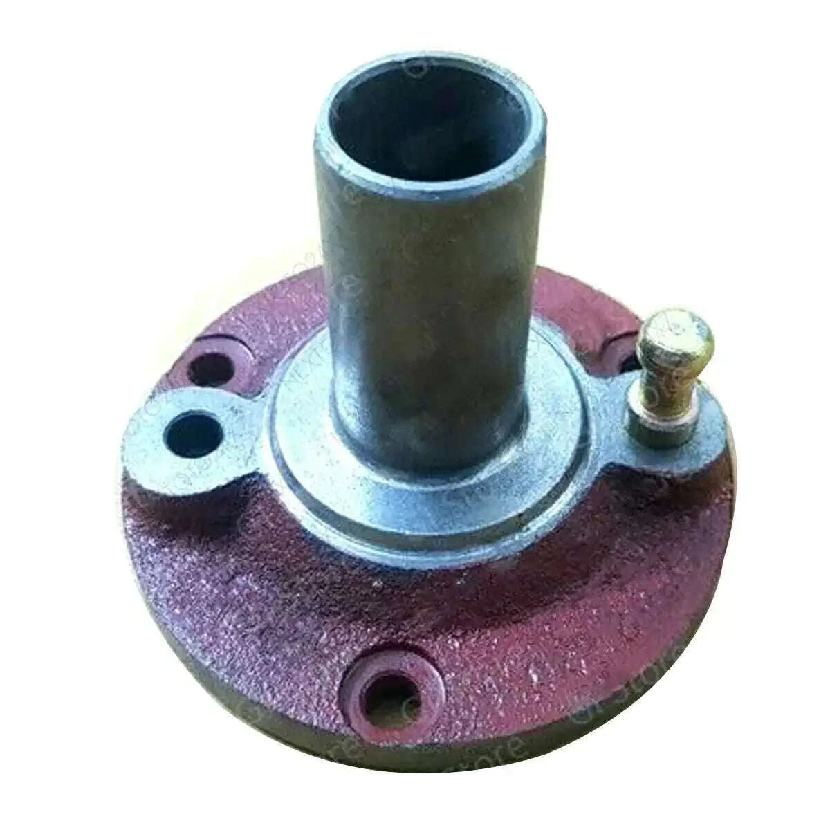 Transmission front bearing retainer cap, metal flange with center tube and bolt holes