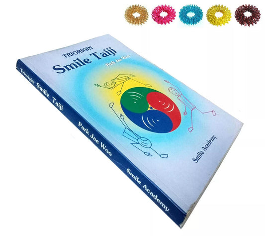 Triorigin Smile Taiji book by Park Jae Woo showcasing vibrant illustrations and exercises for wellness