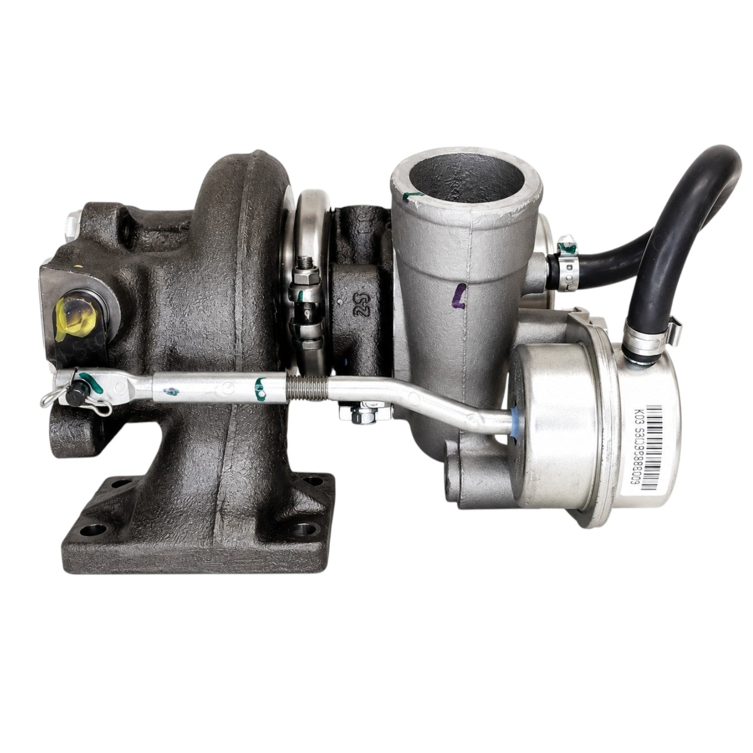 Turbocharger movie part for tractors, made of durable metal, improves engine performance