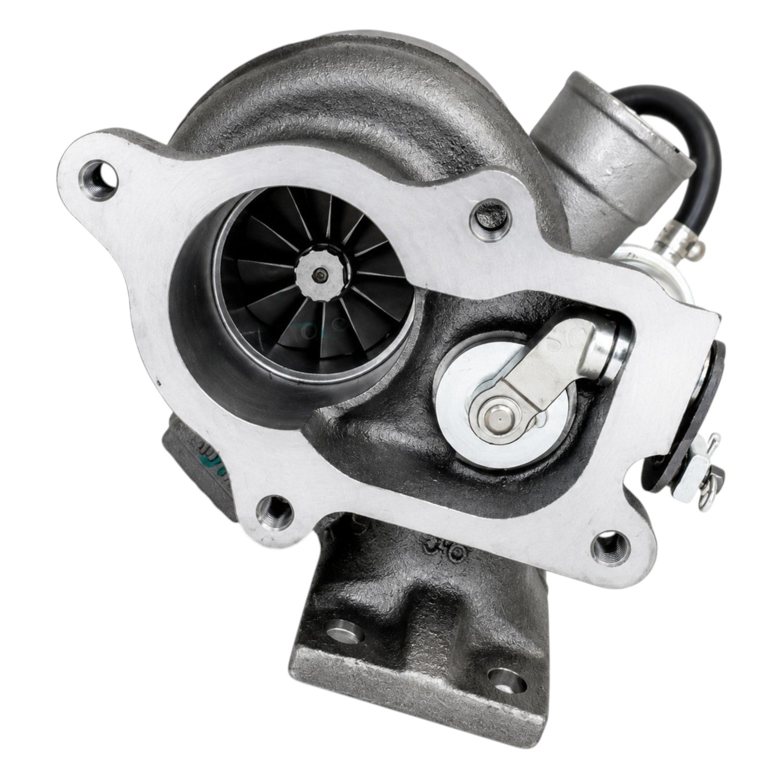 Turbocharger for tractors, steel construction, boosts engine performance, ideal for tractor repairs and upgrades