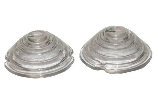 Clear turn signal light lens pair, ridged plastic cover