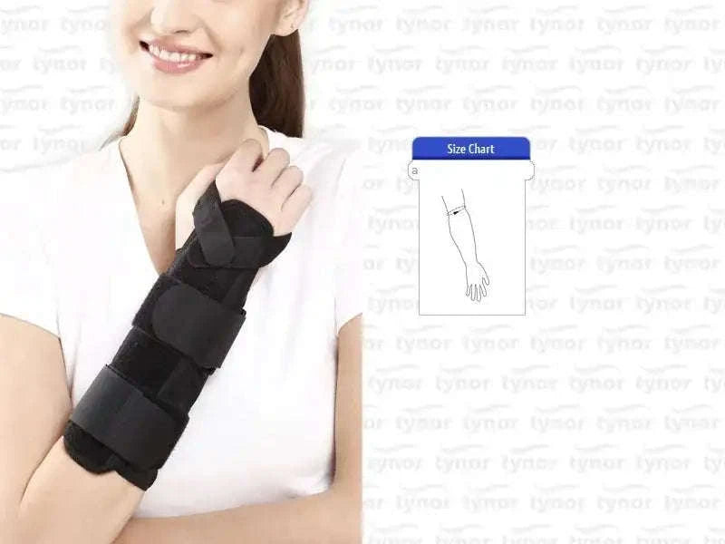 Tynor forearm splint, adjustable black support with wrist and forearm straps