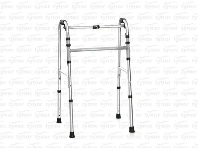 Tynor universal walker with metal frame, adjustable height, and rubber tips