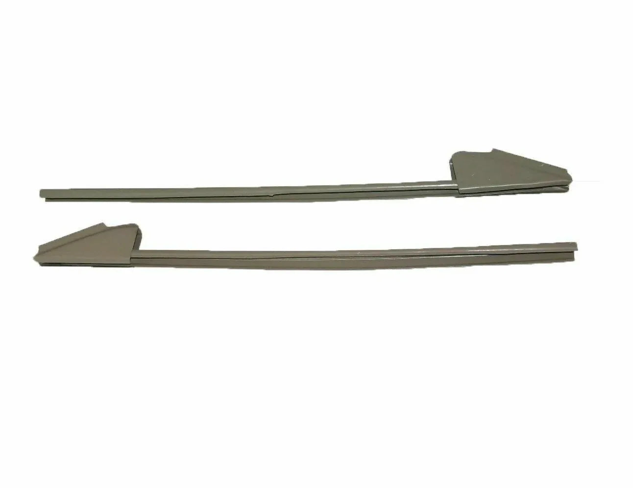 Front door channel set with two dark gray metal strips