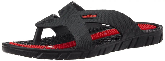 Unistar GH-03 unisex acupressure slippers with rubber material and red footbed for relaxation and comfort