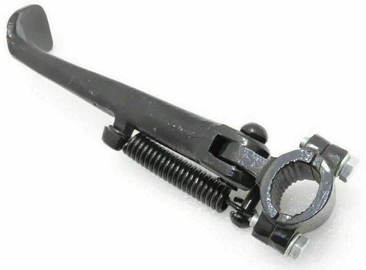 Universal black side stand with adjustable spring mechanism for motorcycles and scooters