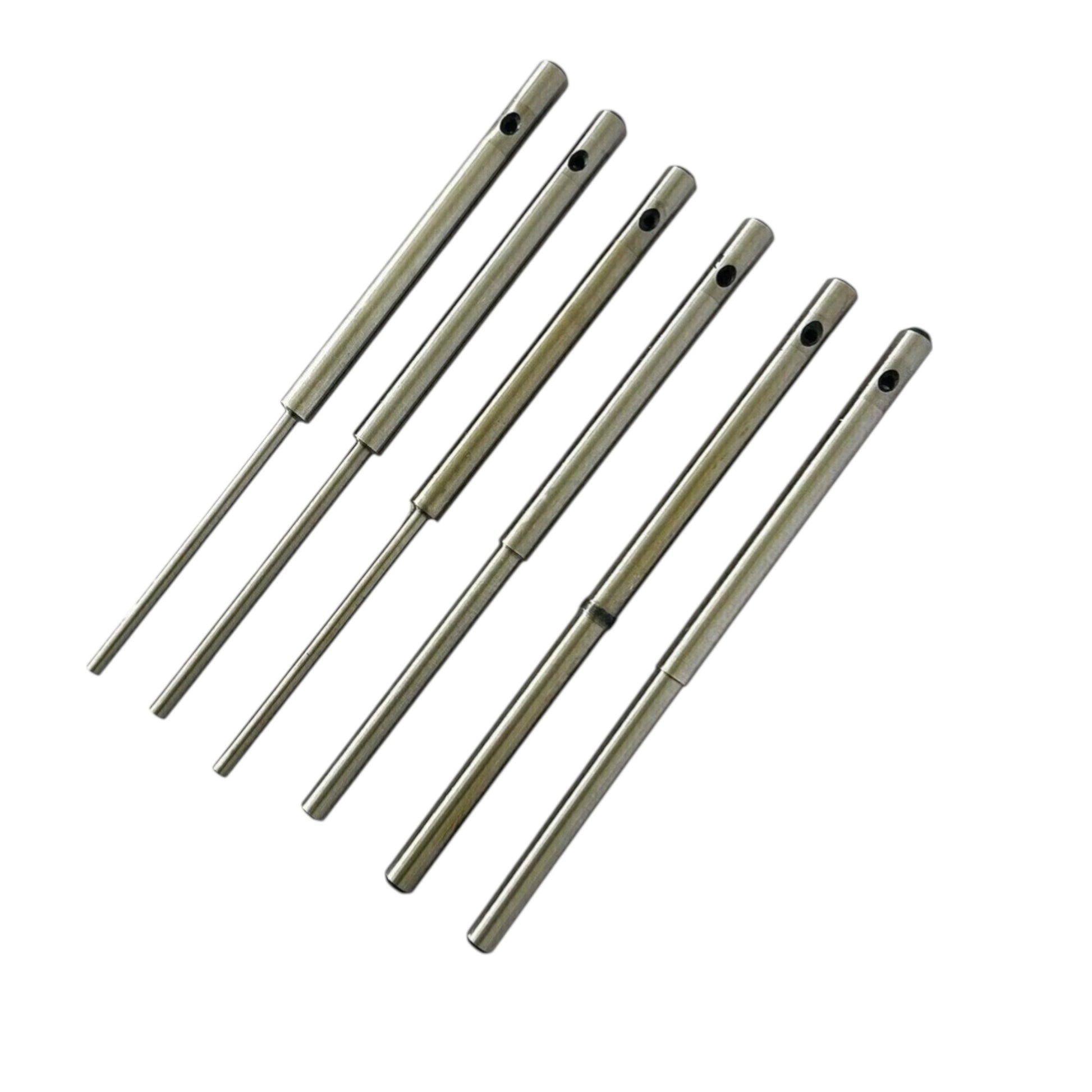 Set of 6 valve guide pilot tools, precision steel, used for guiding valve guides in engine repairs