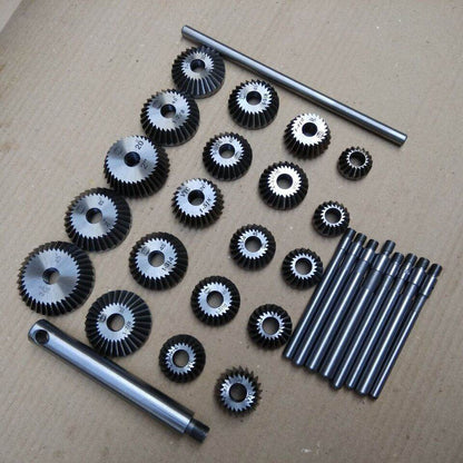 Comprehensive valve seat cutter set with multiple cutter sizes and tools for precision machining tasks