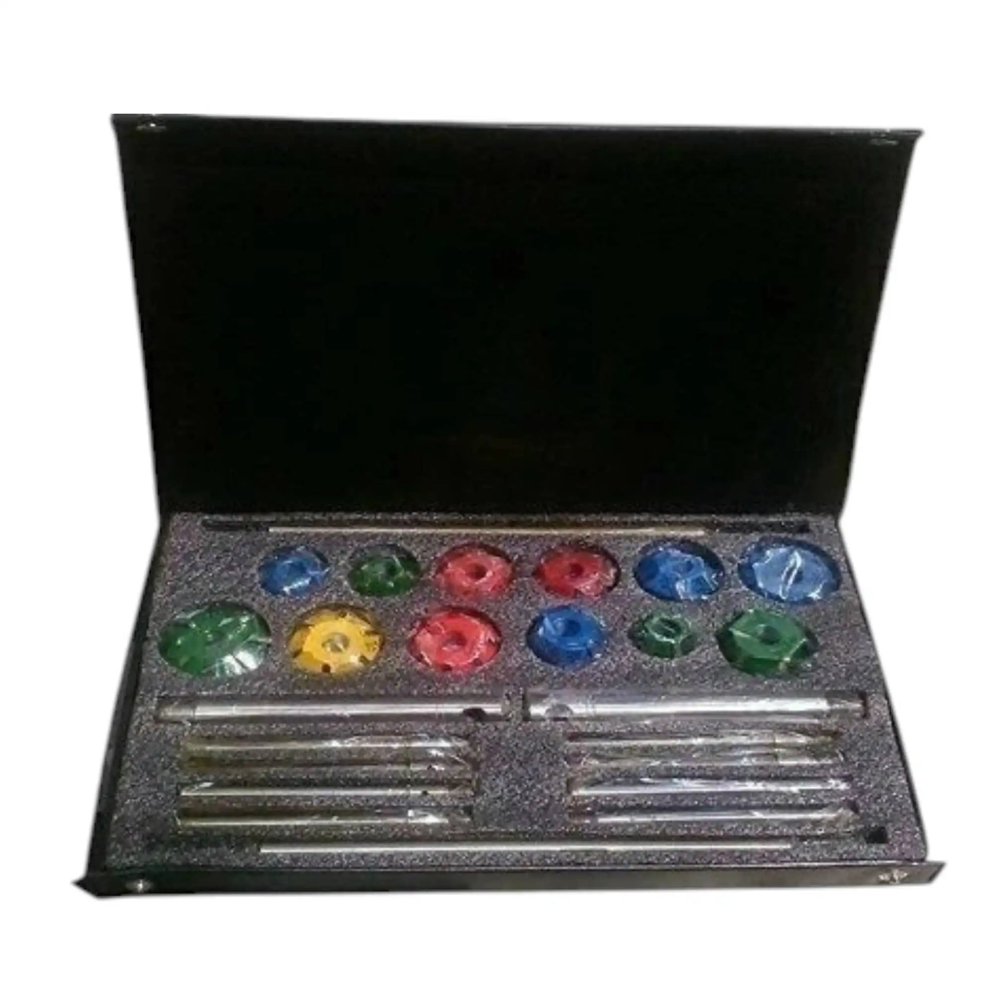 Carbide tipped valve seat cutter tool set with multiple cutter sizes in a durable storage case