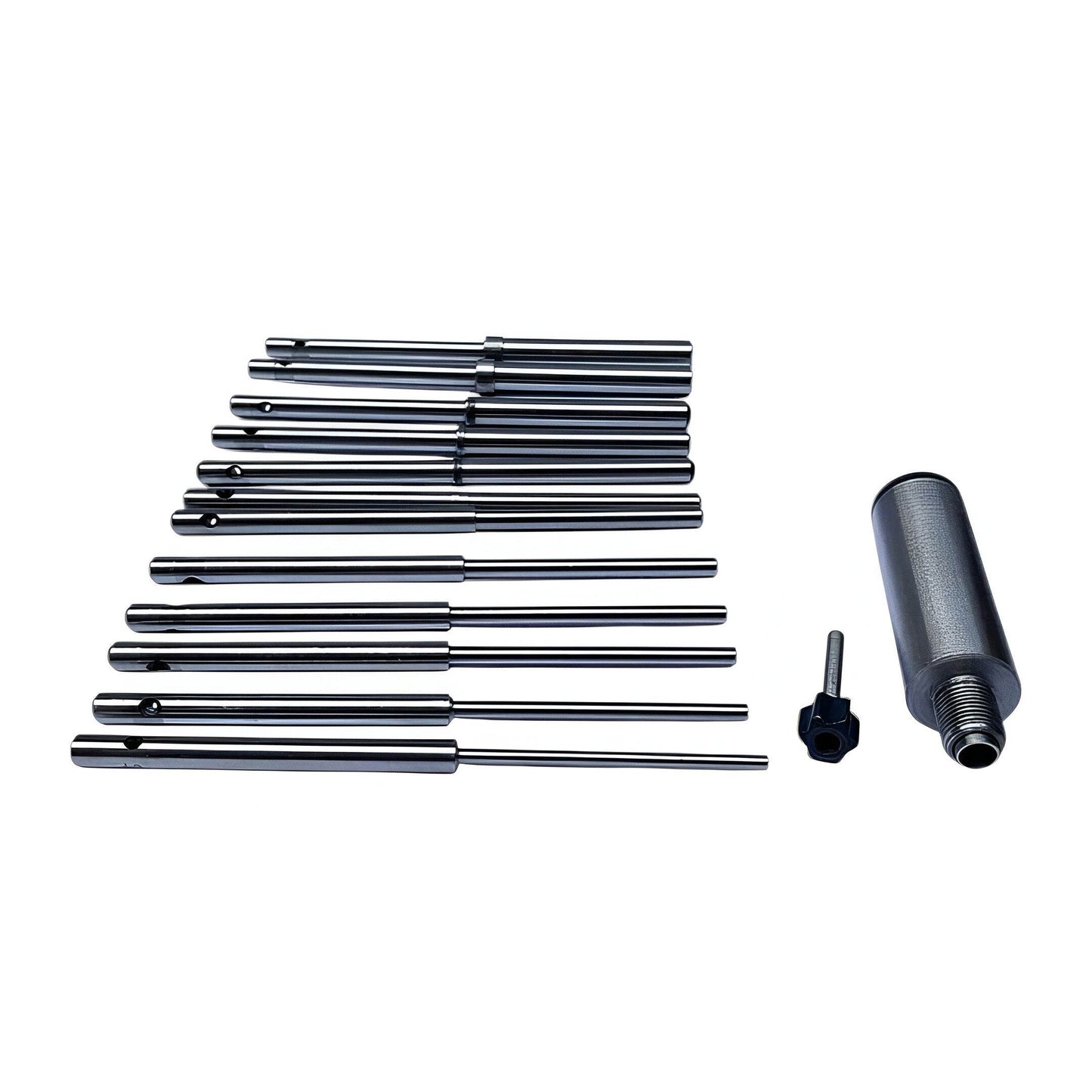 Complete valve seat grinding pilot set with precision machined tools for efficient valve grinding