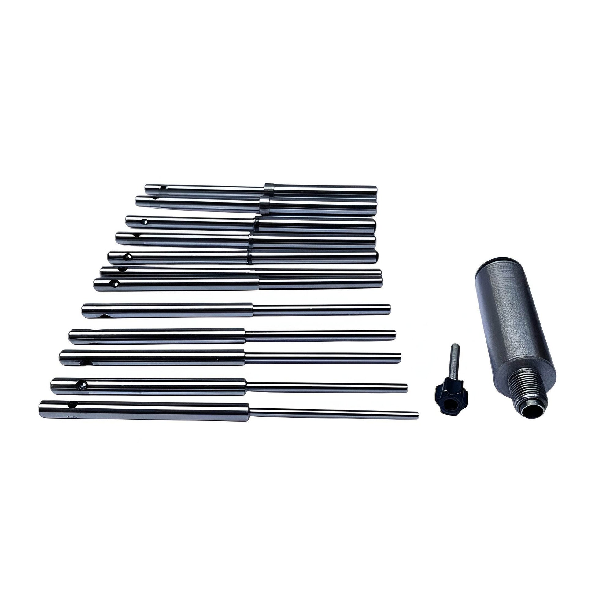 Complete valve seat grinding pilot set with precision machined tools for efficient valve grinding