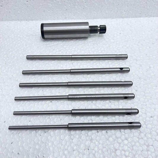 Valve seat grinding stone holder, steel, includes multiple grinding pilots for precision use