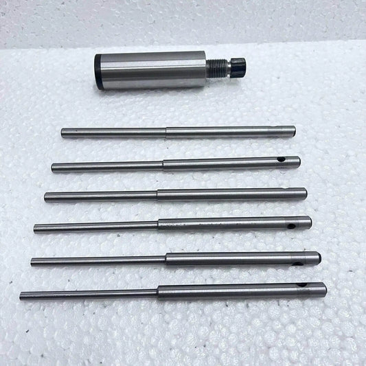 Valve seat grinding stone holder, steel, includes multiple grinding pilots for precision use
