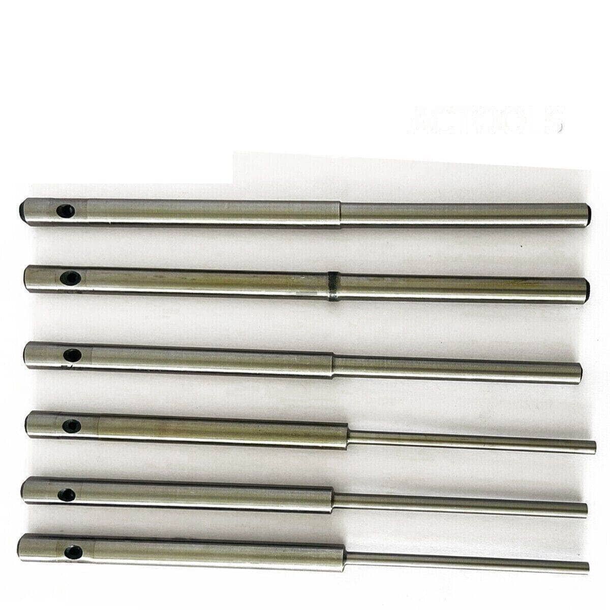 Valve seat grinding tool pilot set including six durable grinding pilots for precision valve work