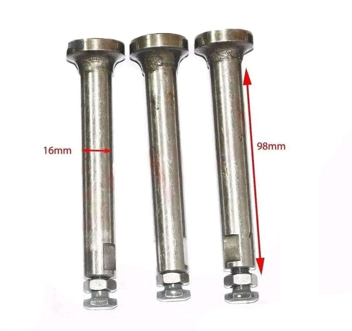 Valve tappet push guide set with screw and nut, three steel pieces, 98mm length