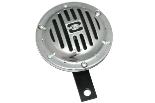 Chrome disc type hi tone lo tone horn set for vehicles, ideal van horn car dealership accessory