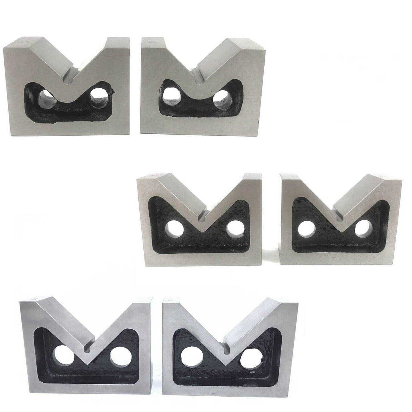 Vee Block Set 2 Pcs All Sizes 2 3 4 Inch Without Clamp Steel Cast Iron Pair - StellerGear