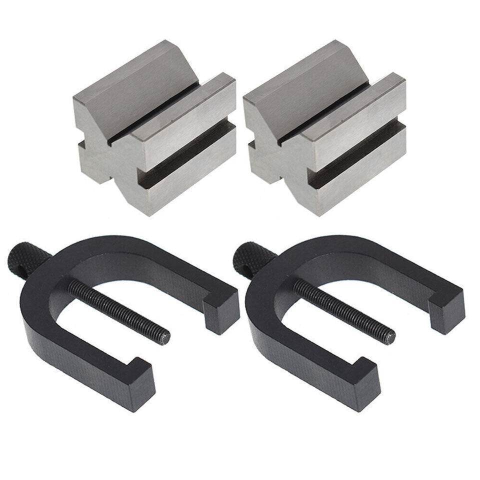 Vee Block Set 2 Pcs All Sizes 2 3 4 Inch Without Clamp Steel Cast Iron Pair - StellerGear