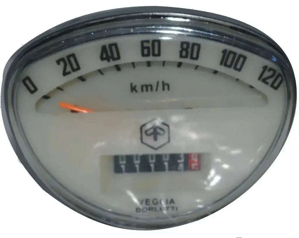 Vespa speedometer gauge 0-120 Kmph for Primavera and Rally in cream