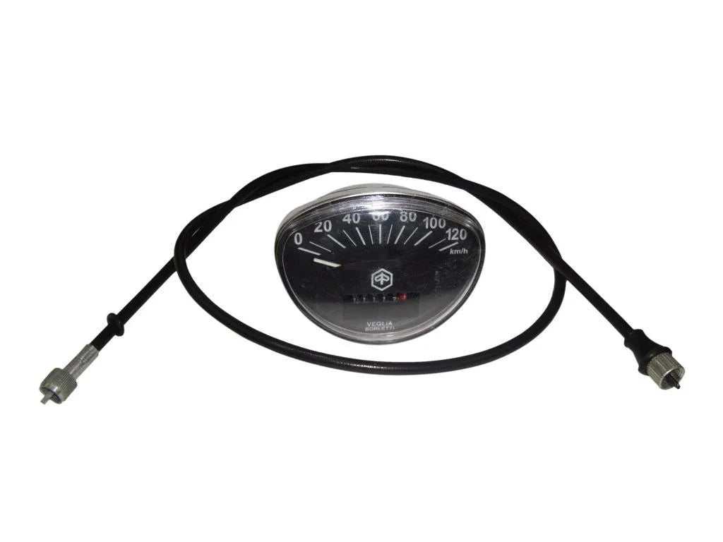 Vespa 125 speedometer cable, durable material, 120km/h gauge for accurate speed tracking