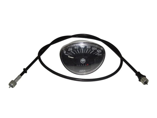 Vespa 125 speedometer cable, durable material, 120km/h gauge for accurate speed tracking