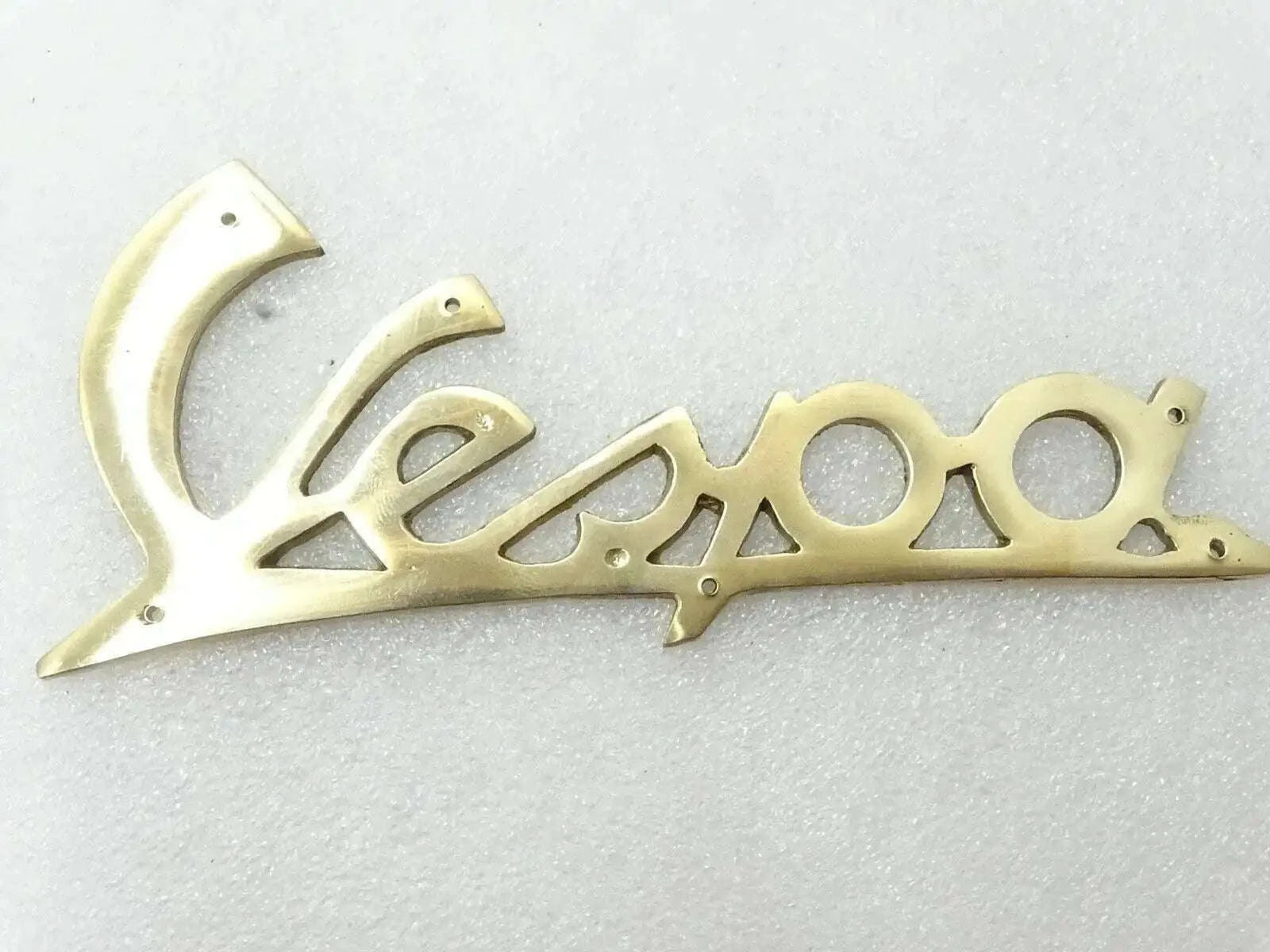 Vespa Brass Legshield Script Badge With Rivets for VBB VBA Models
