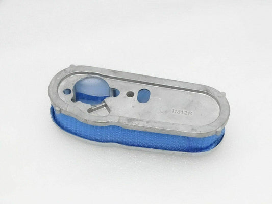 Vespa carburettor air filter for VBB models with a durable metal frame and blue mesh element